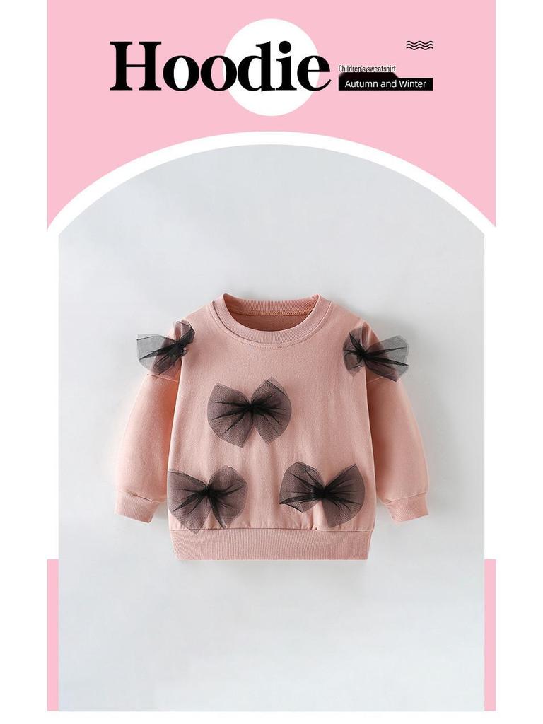 Malwee Girls' Round Neck Long Sleeve Hoodie - Autumn/Winter Cute Toddler Pullover