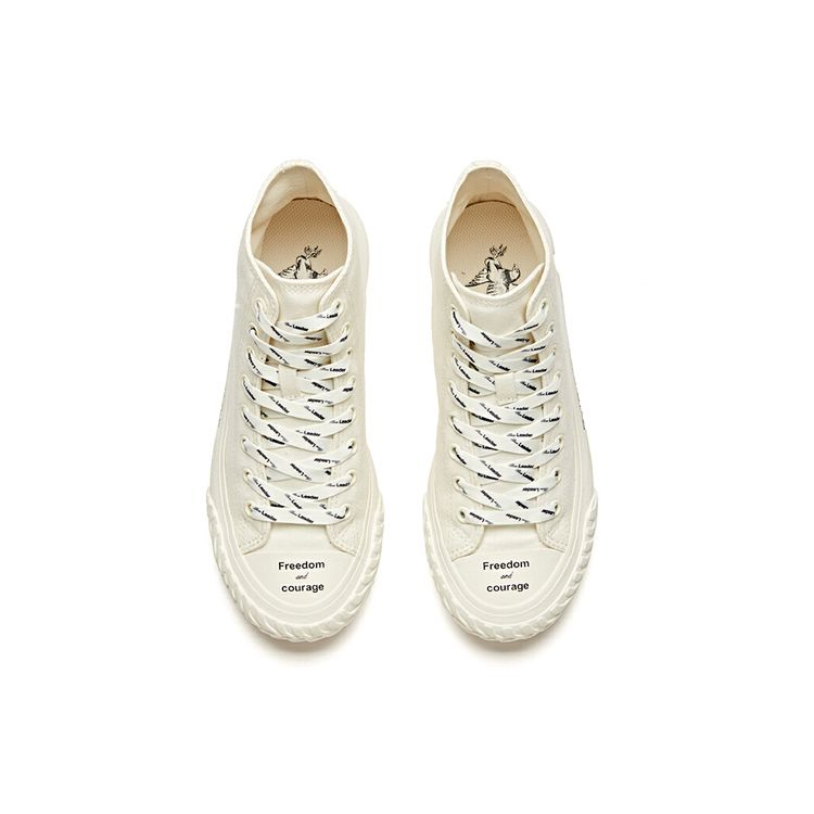 Anta X Robert Geller Designer Collaboration Series Comfortable Lightweight Trendy High-Top Canvas Shoes Women Sneakers White Black 12948680-12