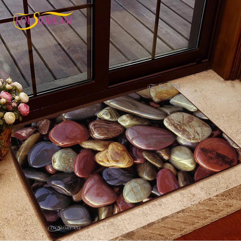 3D Cobblestone Welcome Entrance Doormats Cartoon Carpets Rugs For Home Bath Living Room Floor Stair Kitchen Hallway Non-Slip Mat