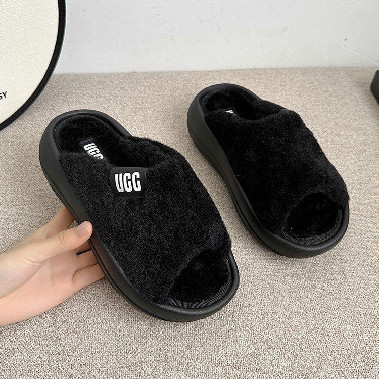 Premium Thick-bottomed Fluffy Slippers Women's Spring and Autumn Outer Wear Fashion 2025 New Internet Celebrity Fluffy Heightening Cotton Slippers