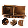 Wooden Storage Shelf Rustic Style Wall Hanging Shelf Creative Storage Hook Rack  Home
