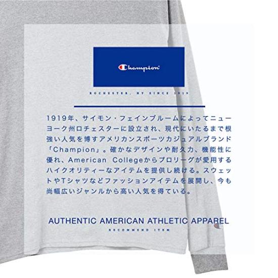 Champion Long Sleeve with Size White Men's T-Shirt One-Point Logo, Basic, L,