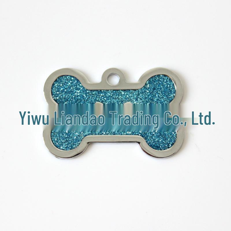HC535 10-Color Glitter Dog Bone Metal Pet Tag Pendant