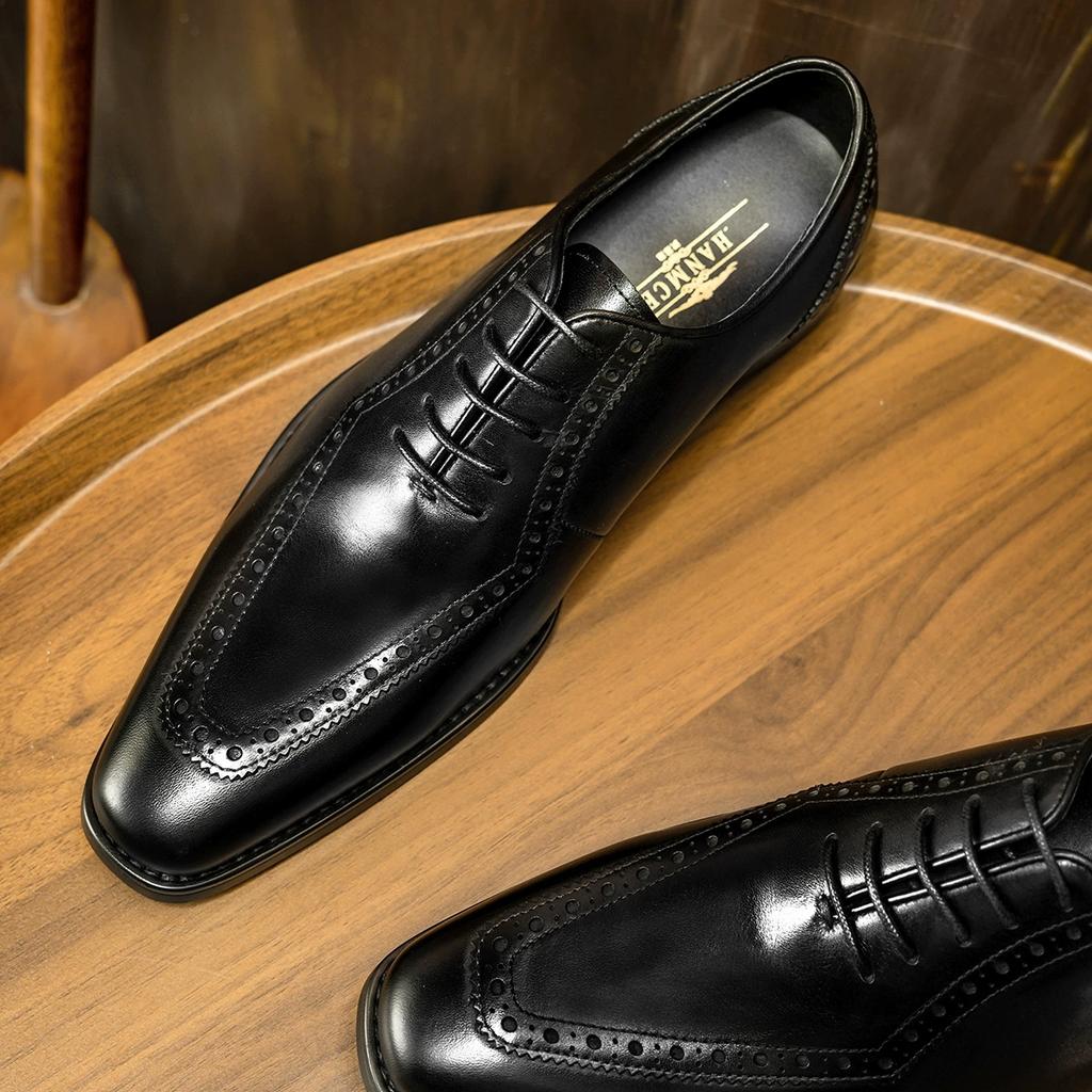 Fashion Classic Brogue Shoe Men's Business Suits Shoes New Style Genuine Leather Handmade Formal Office Wedding Party Mans Dress Shoes