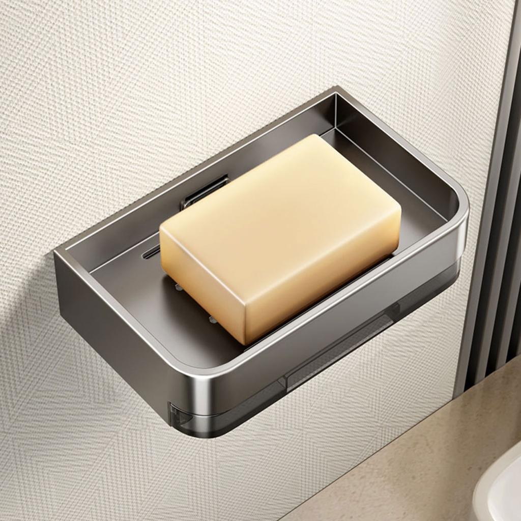 Soap Holder Soap Dish with Removable Drip Tray Bathroom Soap Organizers Aluminum Alloy