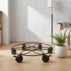 Lockable Caster Plant Stand Wire Frame Round Rolling Pot Base Metal Lawn Accessory for Garden