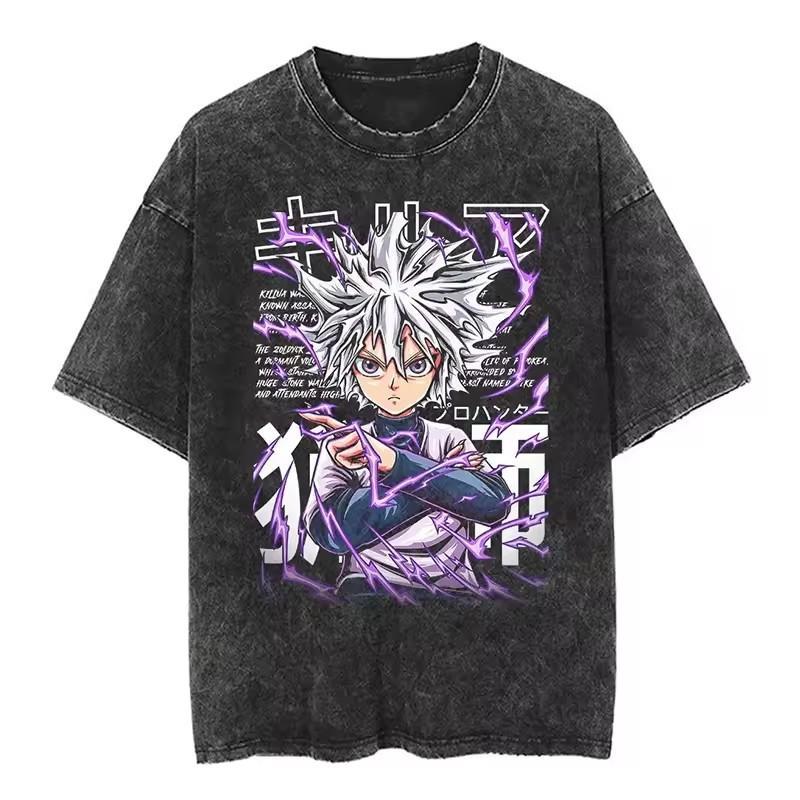 Killua Zoldyck Hunter X Hunter Manga Graphic Tshirt Men Women Clothes Oversized Washed Cotton Tshirt Short Sleeve Tees Tops