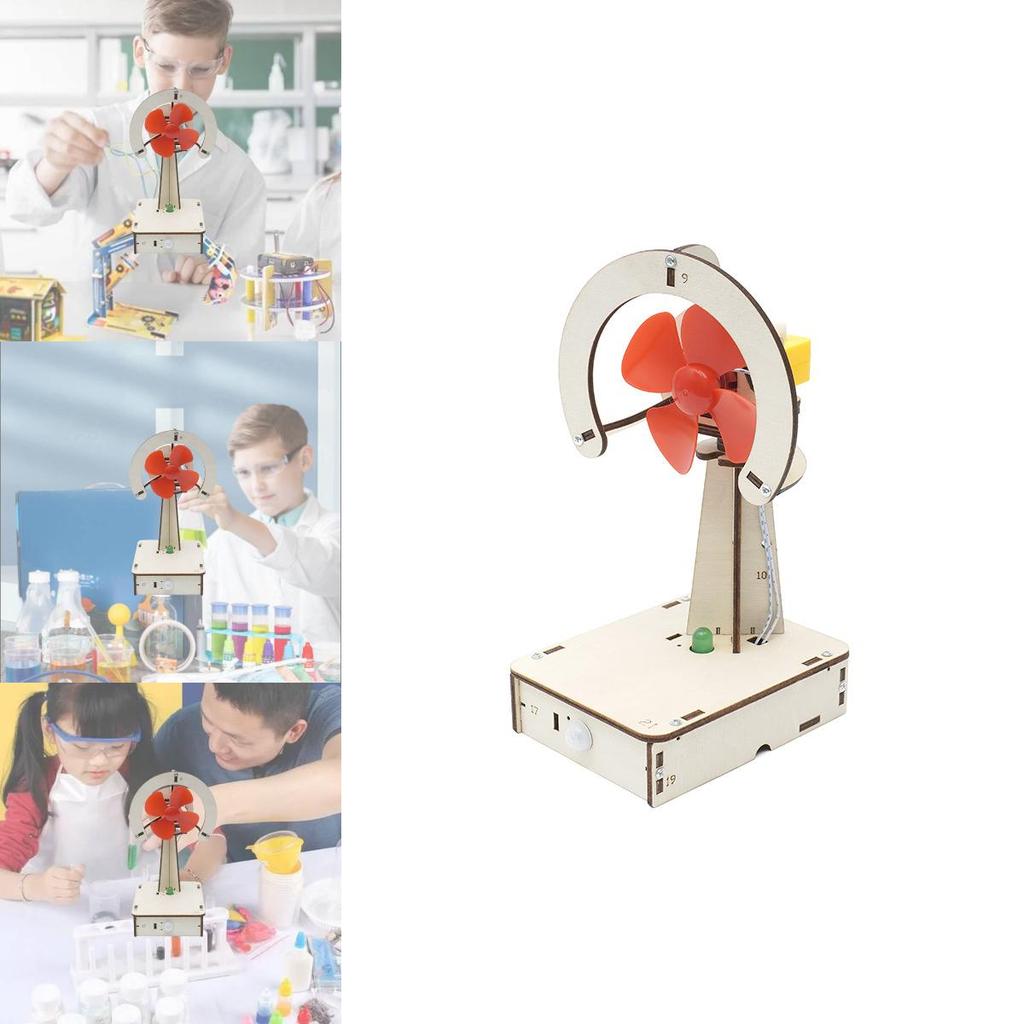 Kids Diy Electric Science Experiment Materials Wooden Handmade Fan For Learning Ha-a08
