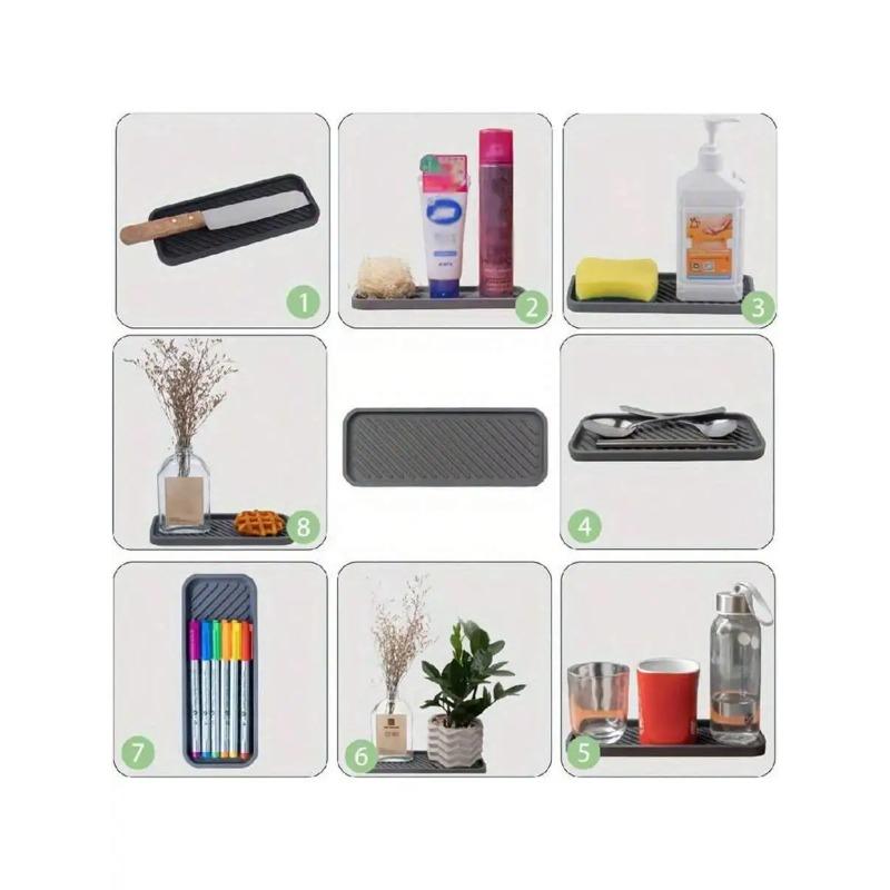 1pc Silicone Sponge Holder Kitchen Sponge Holder Silicone Slink Organizer Tray for BathroomSoap DispenserSimple Silicone Soap