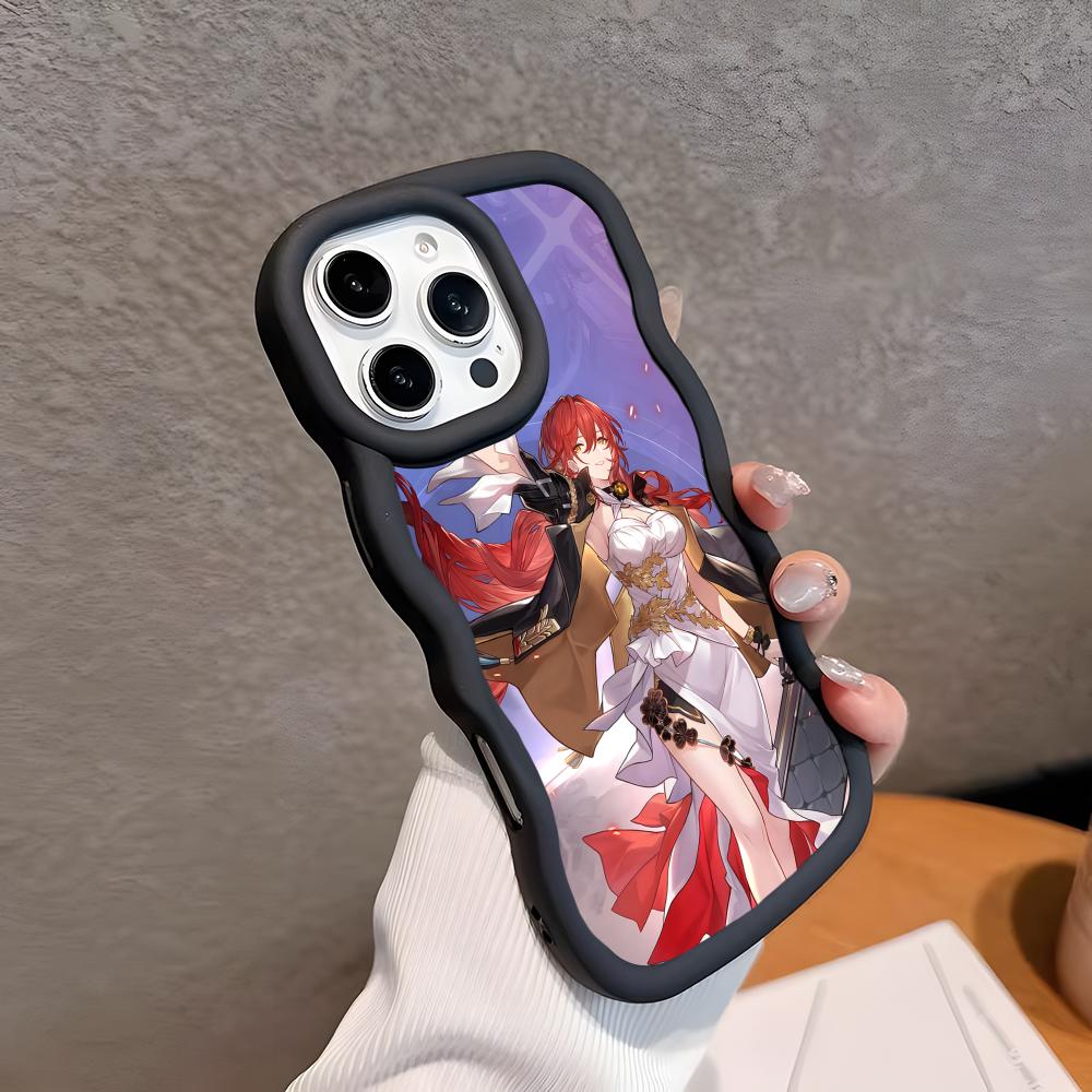 HSR Himeko Coque de téléphone portable en TPU à bord ondulé pour iPhone 17 16 15 14 13 12 11 Air Pro Max Plus Coque colorée