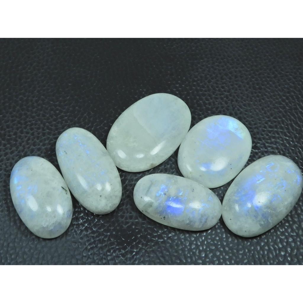224Cts. Natural Rainbow Moonstone Oval Cabochon Loose Gemstone 06 Pcs Lot C-3255