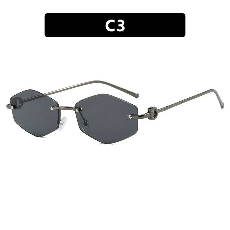 JYL Rimless Polygon Sunglasses UV400 Metal Ocean Lens Street Style / S092