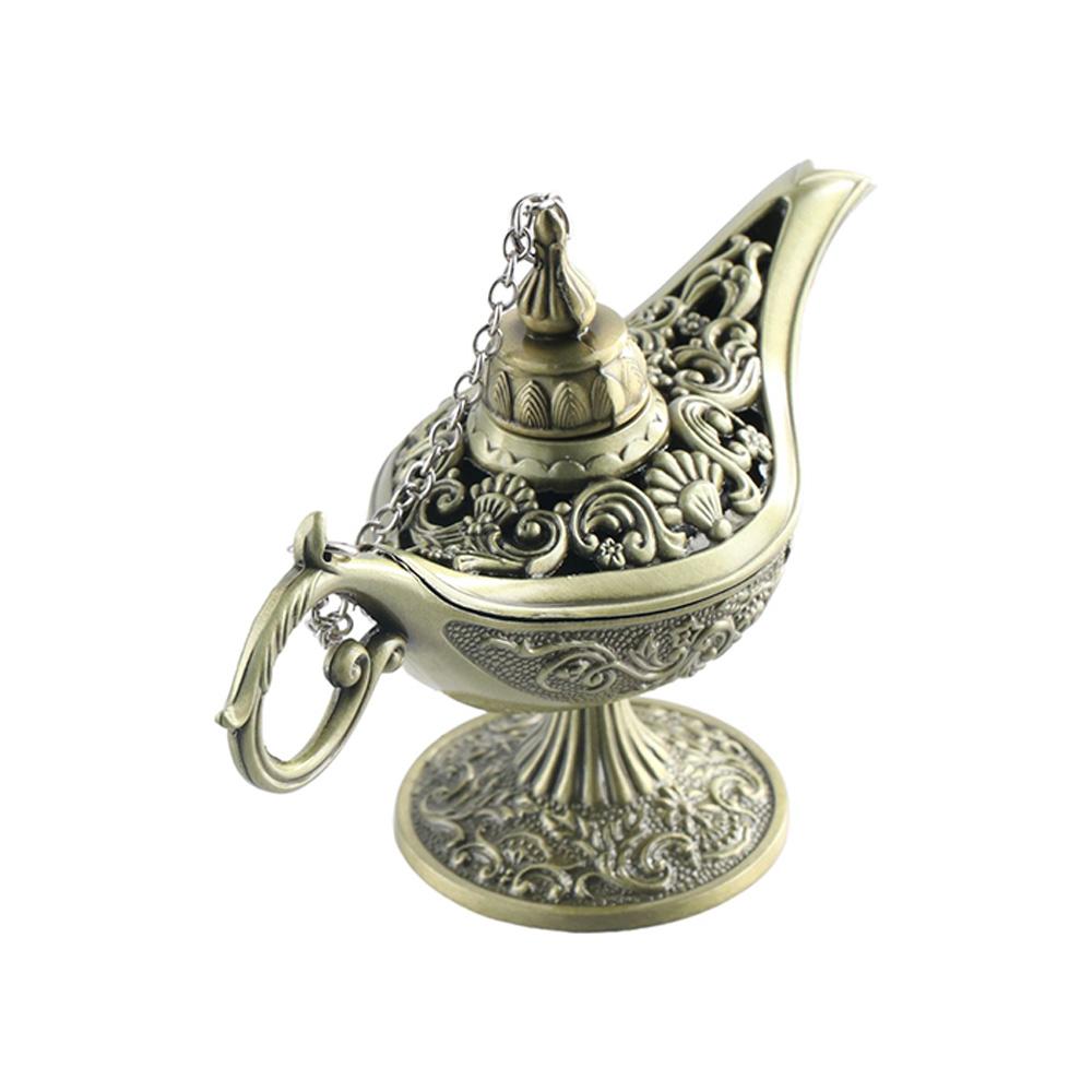 Zinc Zinc Alloy Home Decor Hollow Out Desktop Decor Ornaments Aladdined Magic Lamp Incense Holder Tea Pot