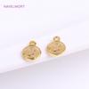 8mm 14K Gold Plated Tiny Coin Charms With Queen Avatarm,Brass Metal Round Coin Charms For Bracelet Making Accessories Wholesale