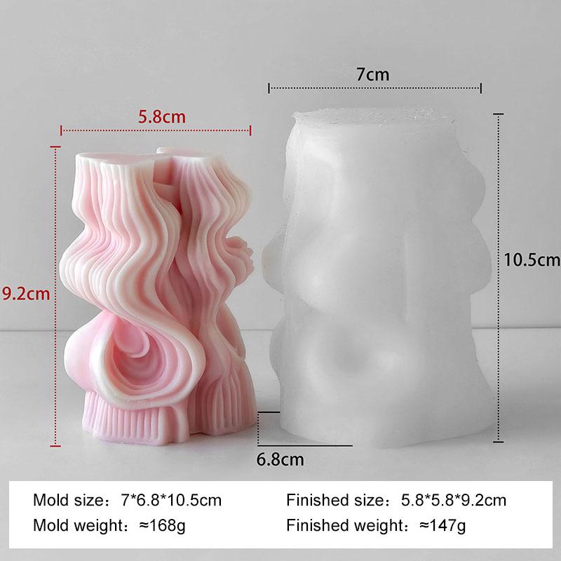 Geometric Wave Cylinder Silicone Mold Handmade Aroma Candle Plaster Pillar Ornaments Mould Candle Making Supplies