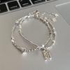 Korean Style S925 Sterling Silver Heart-Shaped Bracelet for Women - Niche Exquisite Aesthetic with Broken Silver Beads