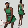 Sports Fitness Yoga Wear Suit Female Exposure-Proof Skirt Pocket Tennis Skirt Quick-Drying Shockproof Beauty Back Exercise Bra