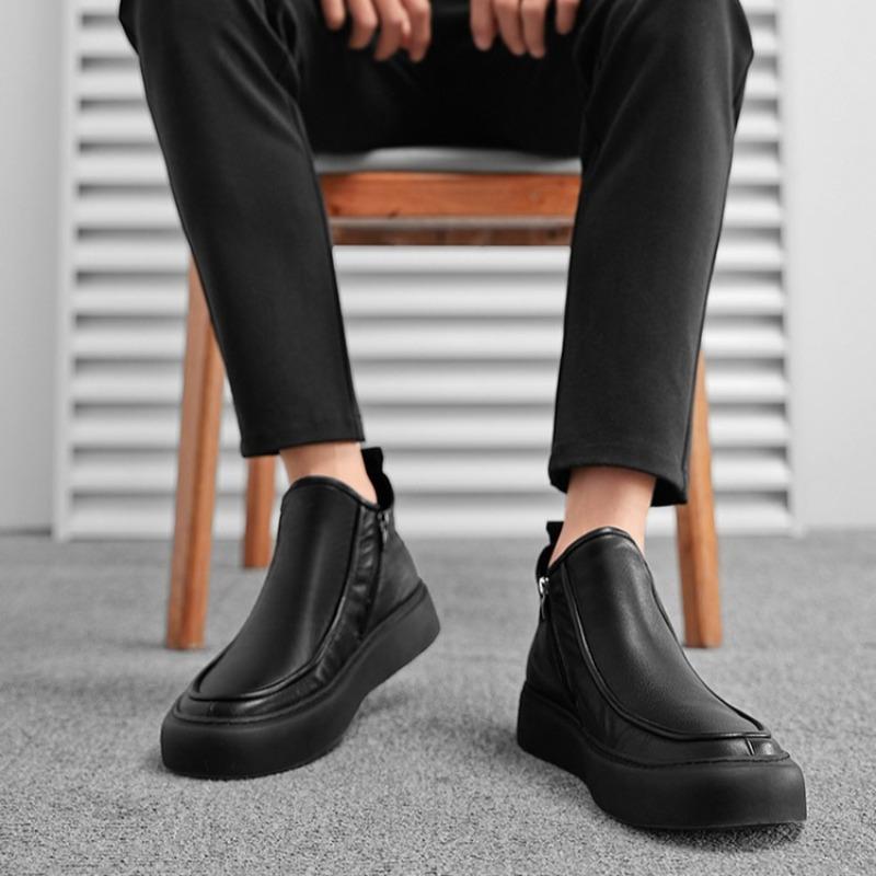 Shoes for Men Leather High-top Men Shoes Trend Casual Comfort High Quality Black Boots Fashion Men's Sneakers Zapatillas Hombre