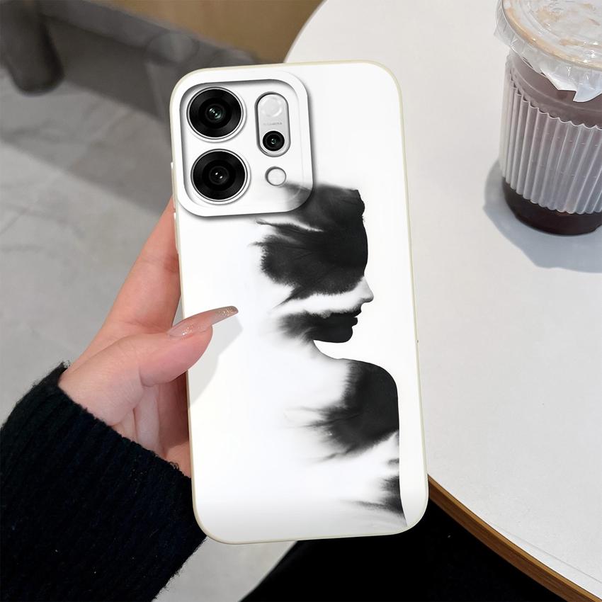 For Oppo Reno14 Pro 14F A5 A5X K13 Phone Cases Table Cartoon Cat Pattern Phone Case Camera Protection Shockproof Silicone Covers For Oppo Bumper Shell