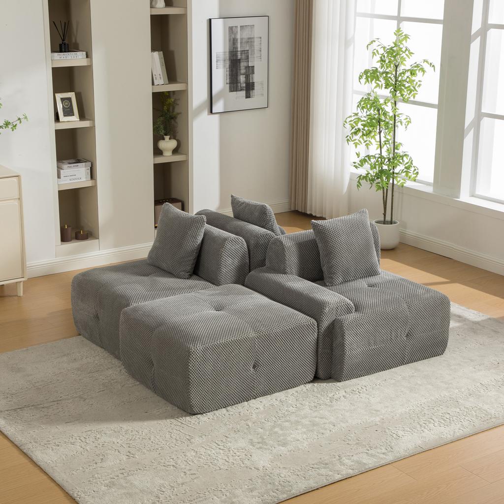 Modular Compression Sofa, Chenille Fabric, 30D High-Elasticity Foam. Easy To Move, Non-Slip Base, Ideal for Living Room and Other Rooms.GRAY
