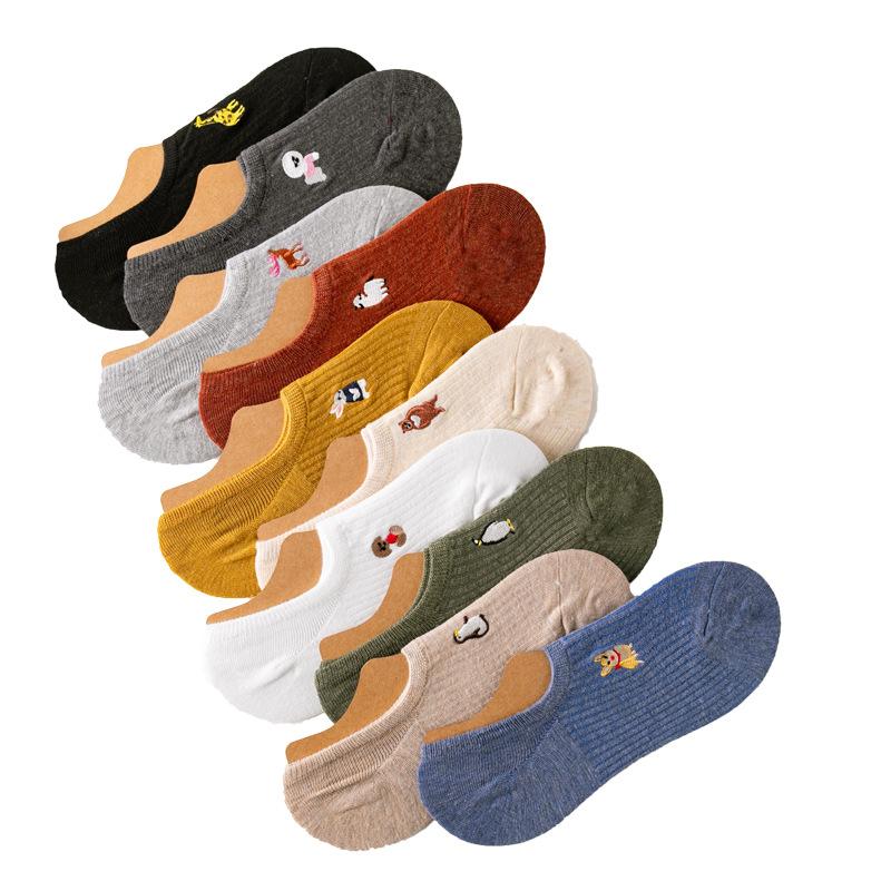 Unsichtbare Socken für Damen aus Silikon, Anti-Rutsch-Socken, Bootssocken mit Tiermuster