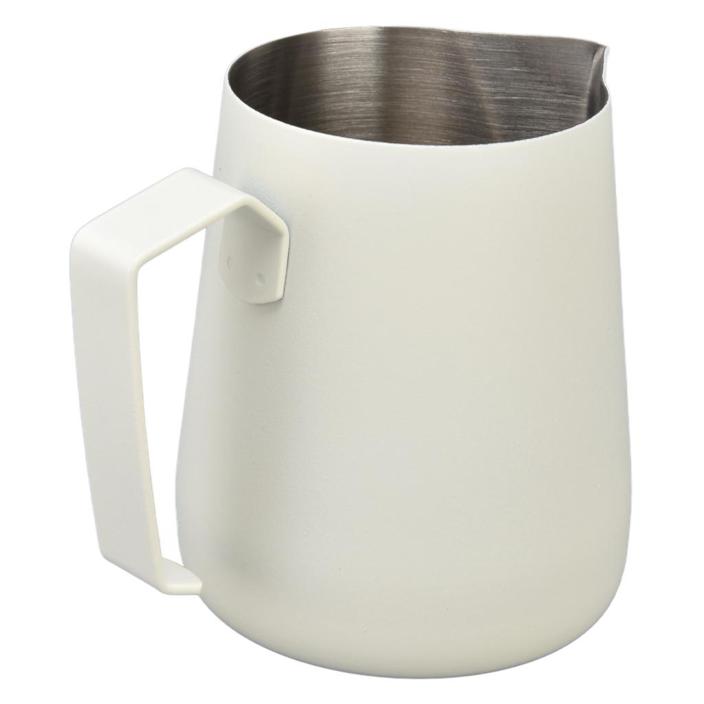 Milk Frothing Pitcher Thickened Frother Cup 450ml with Pointed Spout for Coffee Machine CafeWhite