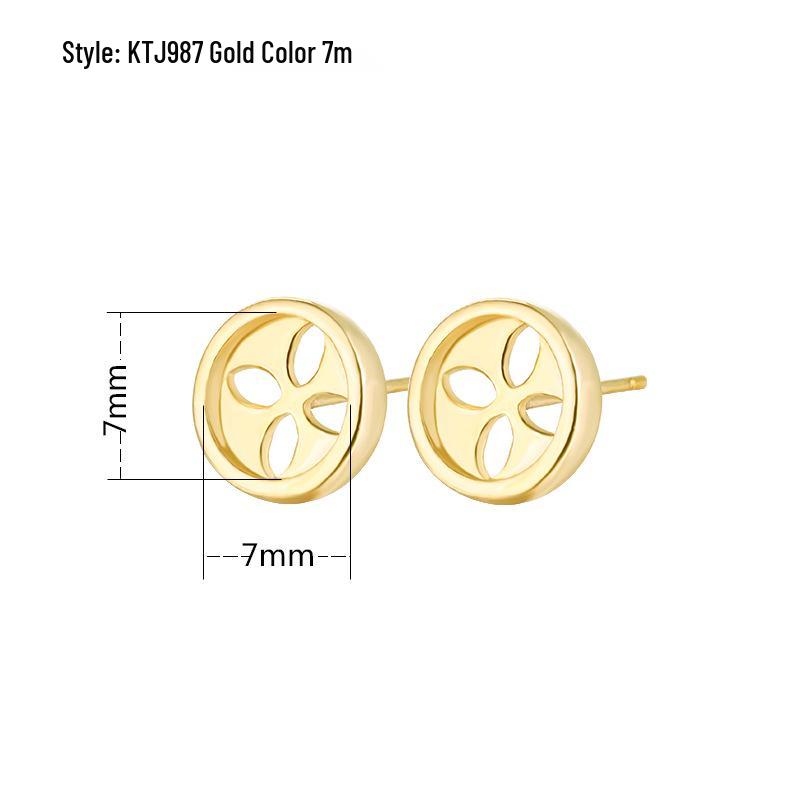 

S925 Sterling Silver Floral Round Jade Stud Earring Mounts