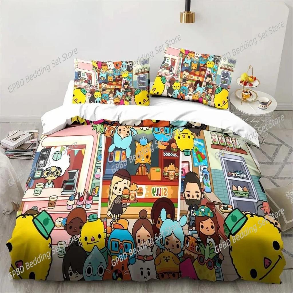 Comforter 3D Cartoon Game Toca Life World Bedding Set 3D Printed Suitable For Bedroom Kids Home Textile