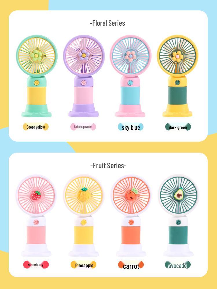 Portable USB Rechargeable Floral Fan for Kids - Handheld/Desk Use