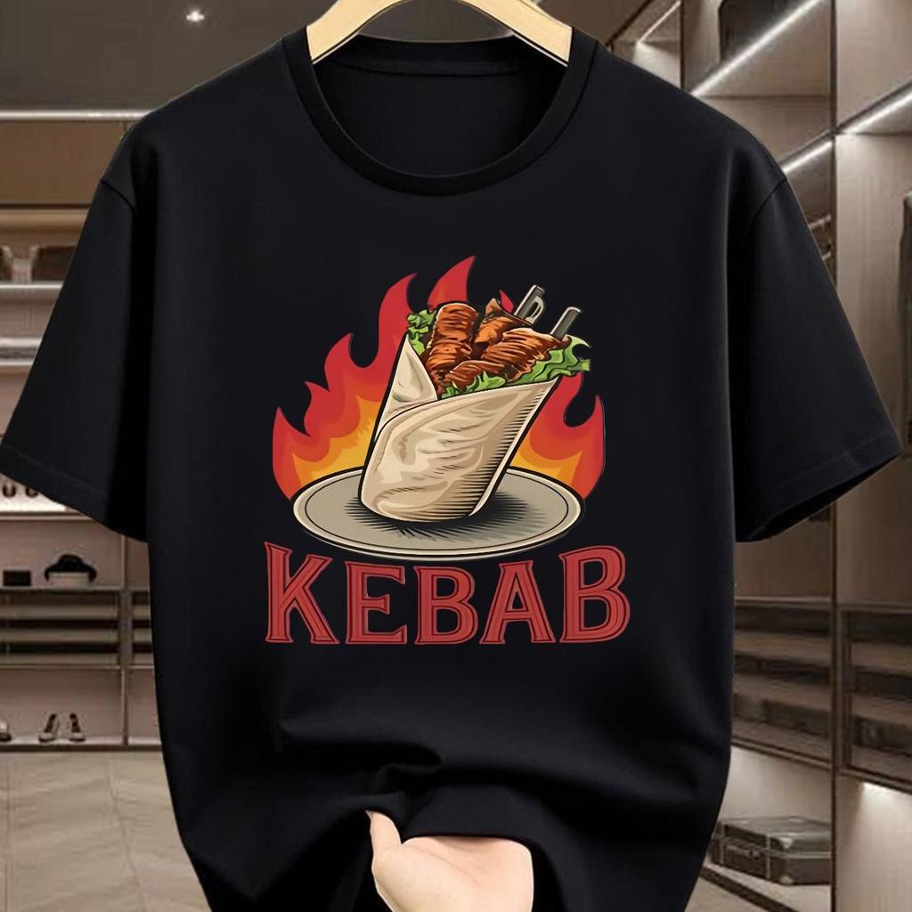 Kebab Food Print Unisex Summer Fashion Tshirt Delicious Doner Kebab Graphic Short Sleeve Tee Casual Tops