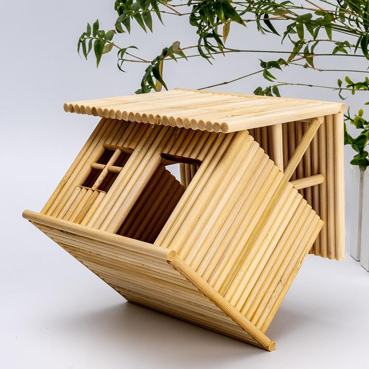 Bamboo Stick DIY Handmade House Model Kit – Creative Parent-Child Project with Disposable Chopsticks