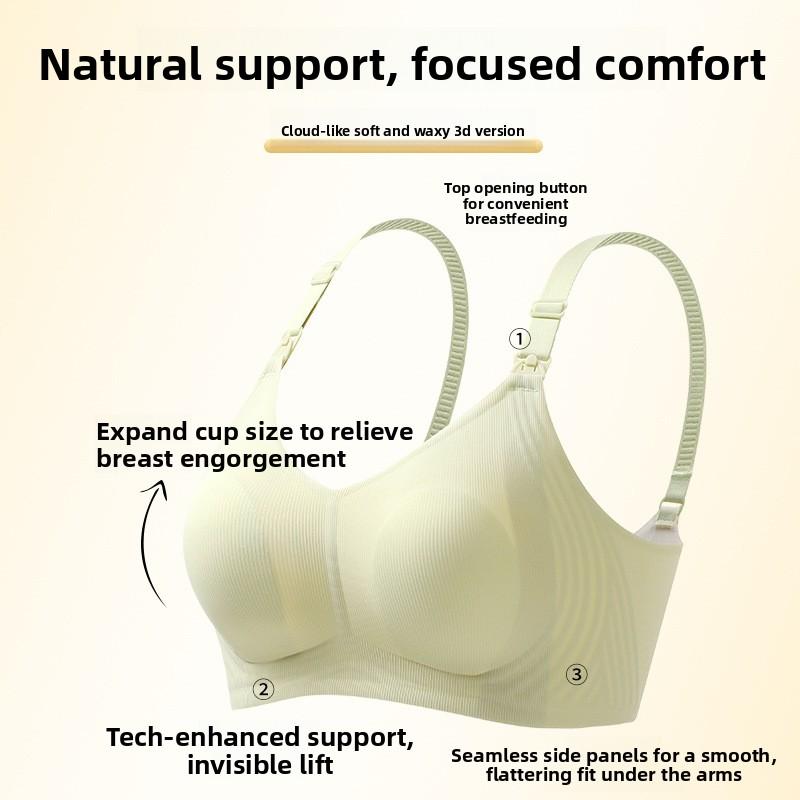 Nursing Bra for Breastfeeding & Pregnancy, Push Up Anti-Sagging Side Support Maternity Bra for Postpartum Women