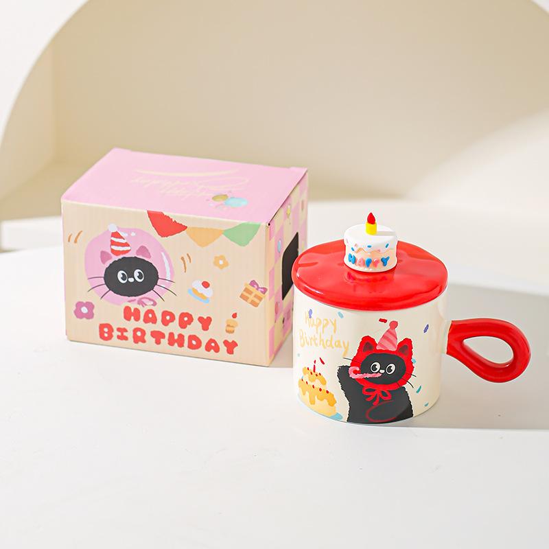 Cute Cartoon Cat Ceramic Mug Couple Water Cup High Value Gift Box Souvenir Birthday Gift Breakfast Cup