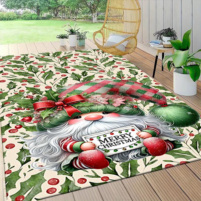 1Pc Christmas Gnome Parade Carpet Rug Soft Washable Antislip Home Living Room Sofa Mats Personalized Christmas Rug