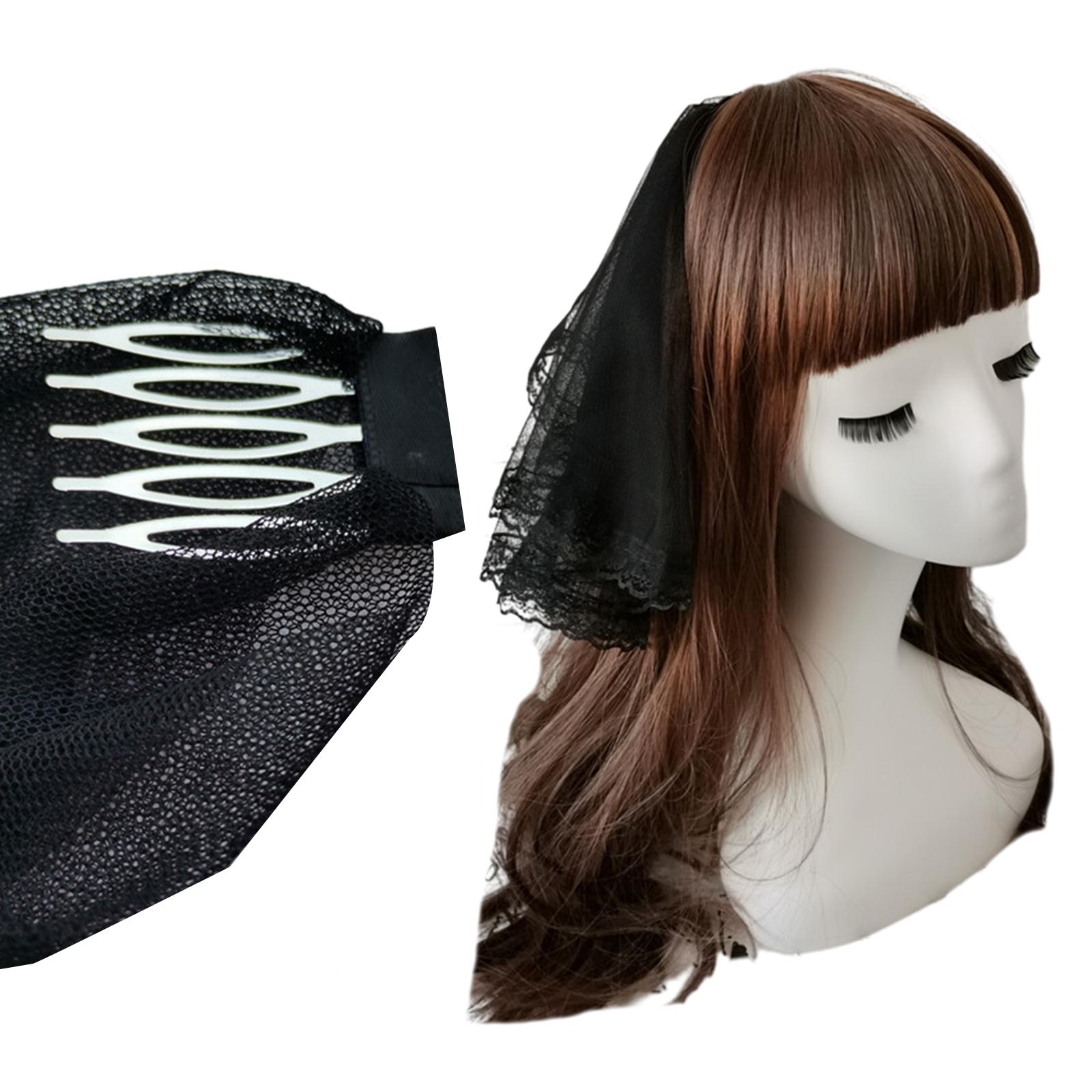 

Кружевная цветочная отделка из тюля для женщин, невесты, девочек, цветов, мини-фата с гребнем для свадьбы, торжества, вечеринки, аксессуаров A чёрный