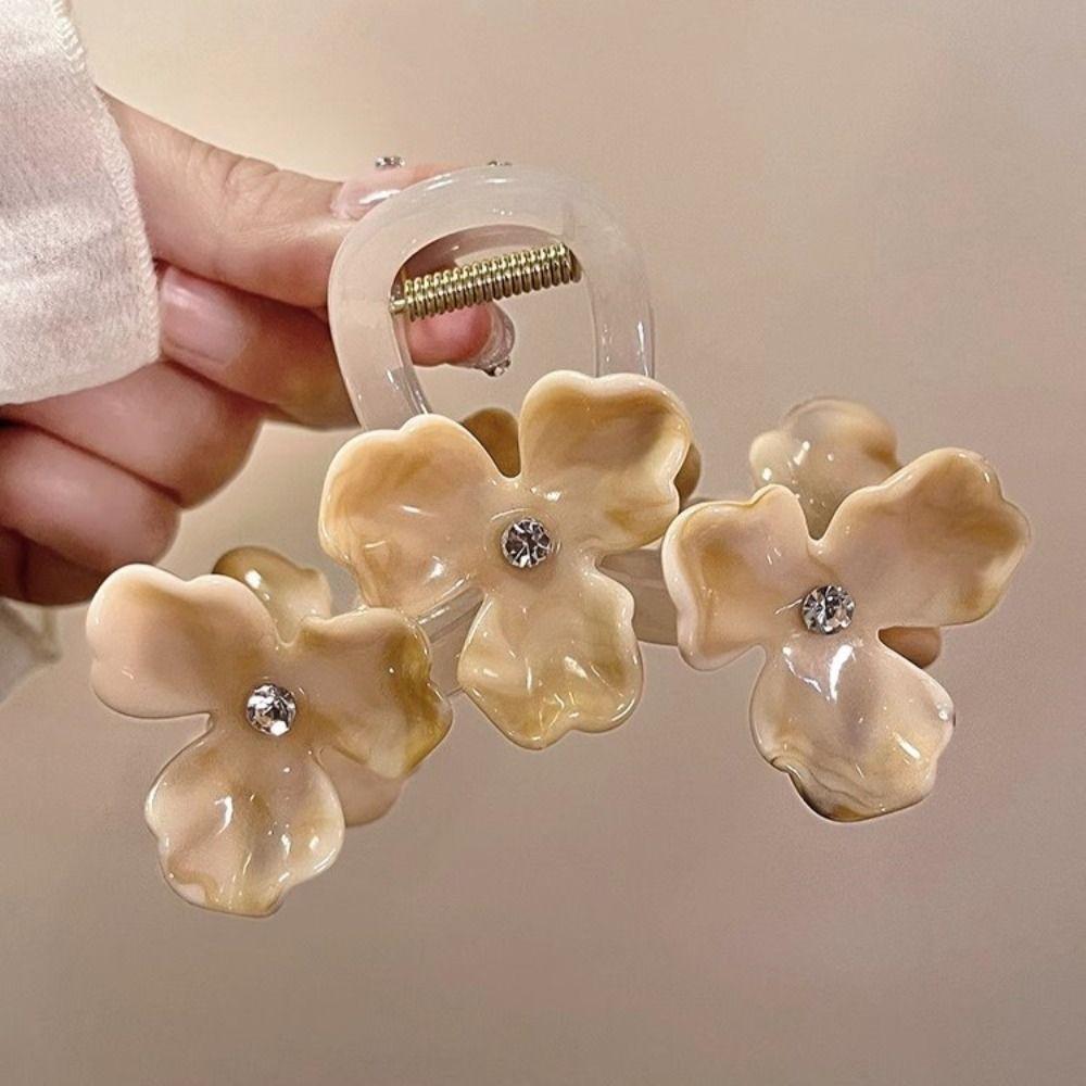 Acrylic Flower Hair Claw Cute Hairpin Rhinestone Hair Clip Fashion Female
