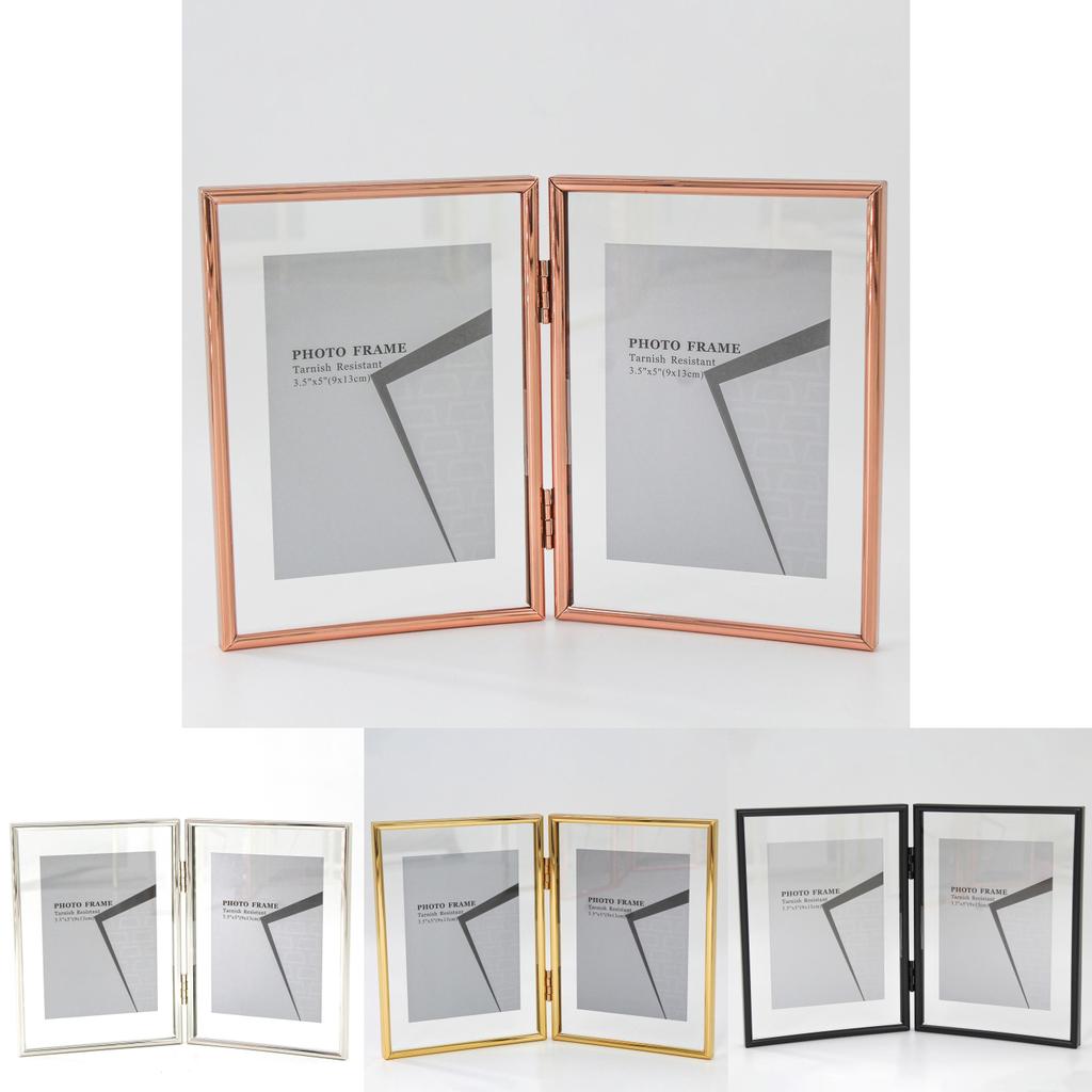 5 And 7 Inch Double Sided Transparent Fold Dual Photo Frame For Living Room Display