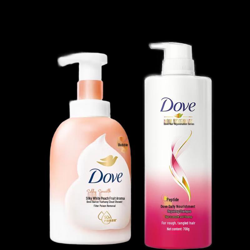 Dove White Peach Foaming Body Wash & Daily Nourishing Conditioner Set