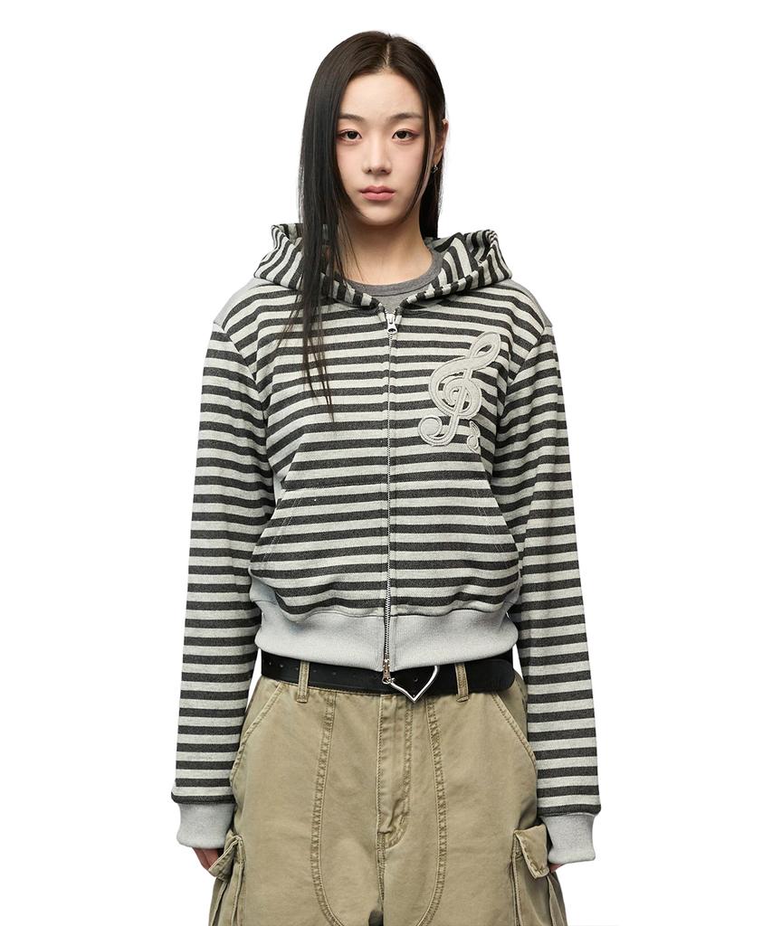 Mimthewardrobe Clef Stripe Zip-Up Hoodie_Gray/Charcoal