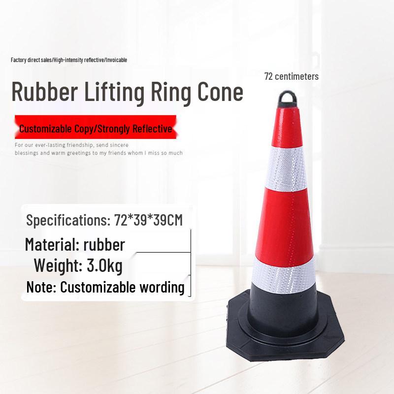 Reflective Rubber Traffic Cone: 70cm Triangular, 90cm Highway, Square, Cone-Shaped Barrel, Lifting Ring