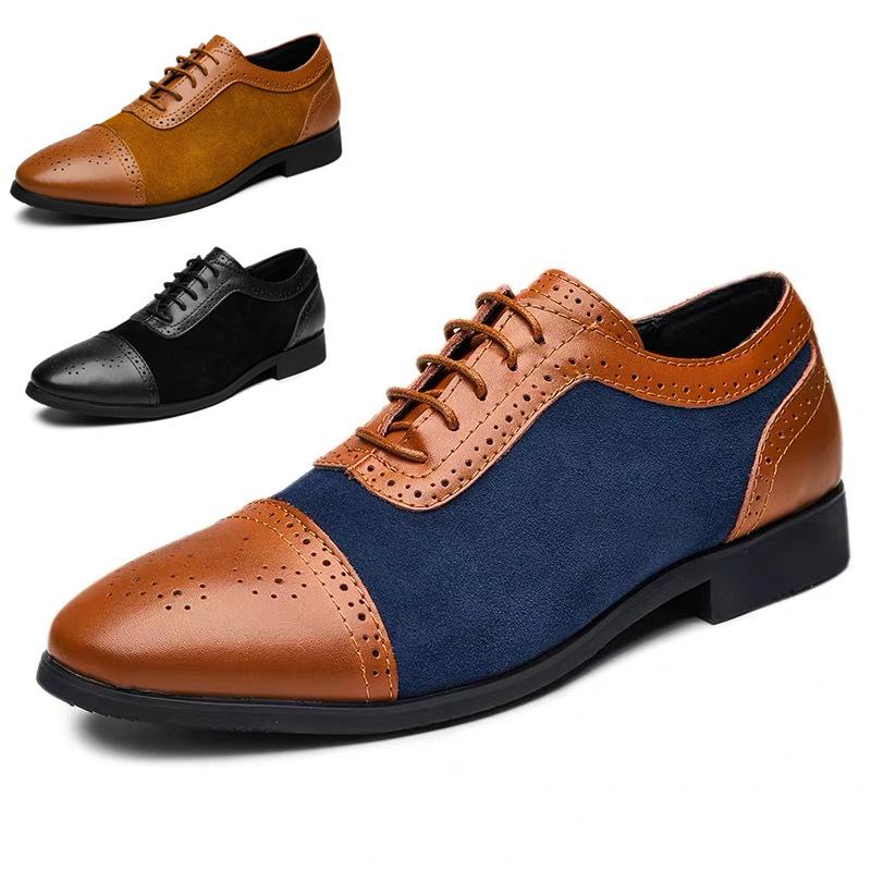 Men's Dress Shoes 2024 NEW Arrival Formal Business Shoes Men Vitage Design Lace-Up Leather Shoes d jkm89