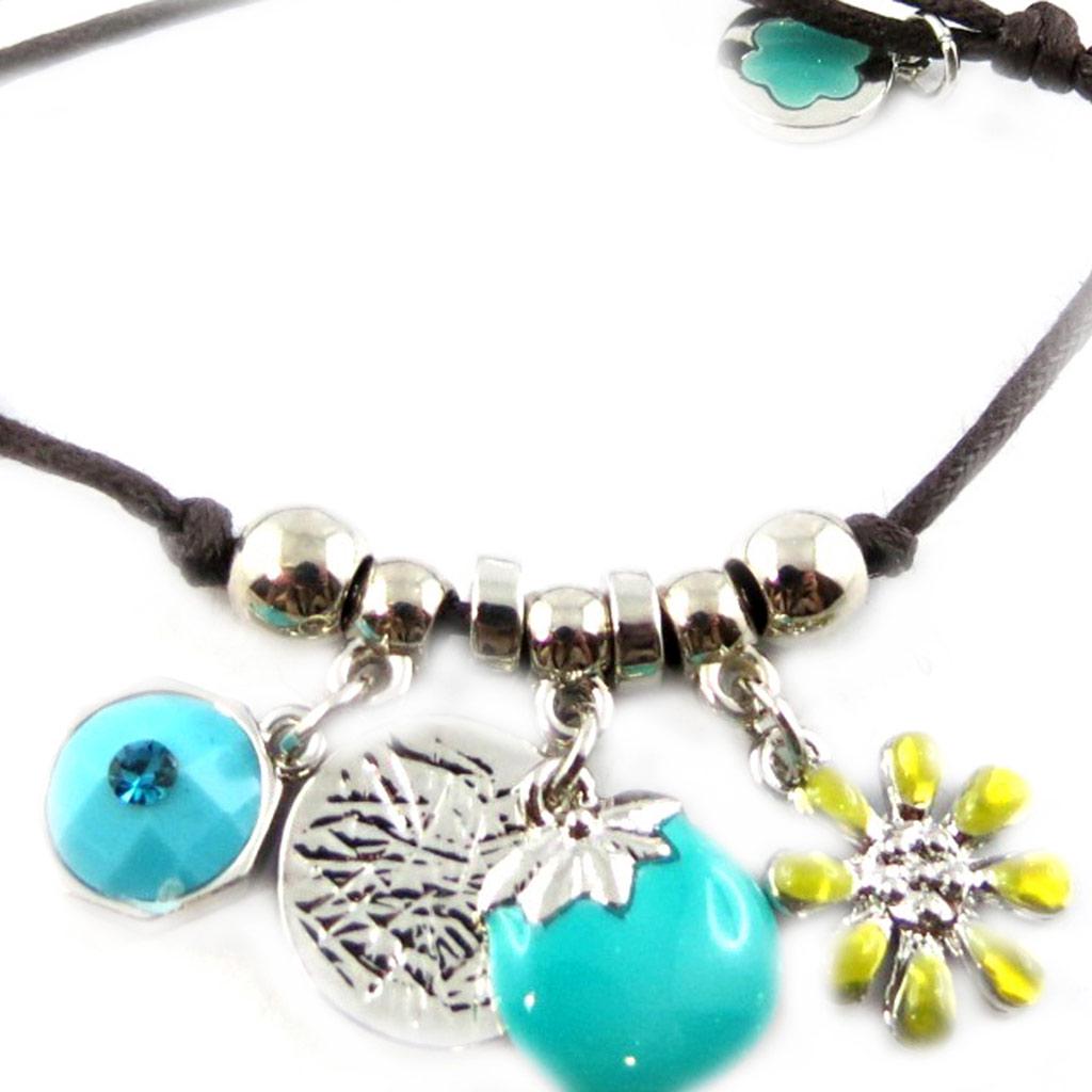 Les Trésors De Lily [G0171] - Turquoise 'Bouquet Fleury' Designer Bracelet