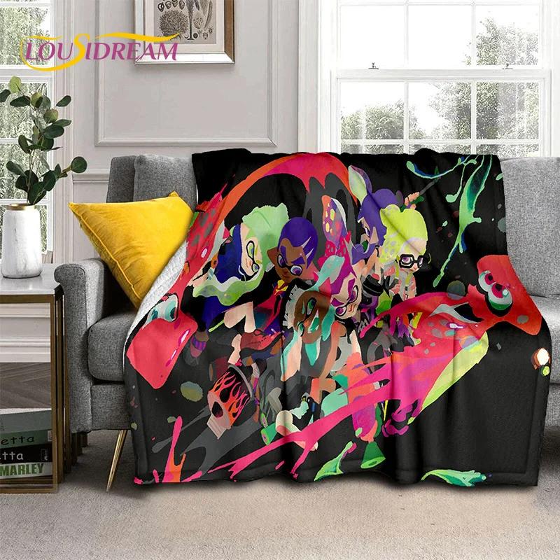 Splatoon3 PC Gamer Cartoon Game Soft Flannel Blanket for Beds Bedroom Sofa Picnic,Throw Blanket for Cover Outdoors Leisure Gift
