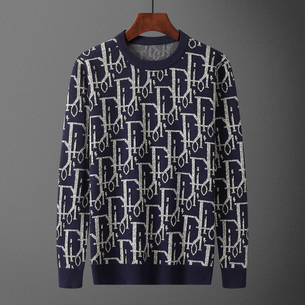 Pánský evropský lehký luxusní podzimní/zimní žakárový svetr s potiskem písmen