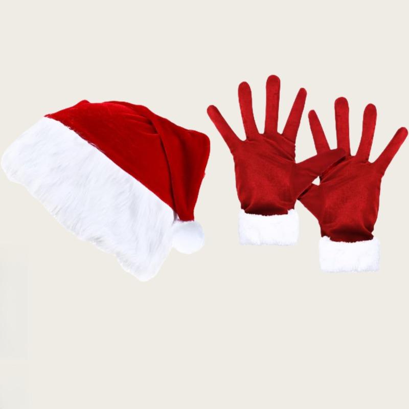 3Pcs Mrs.Santa Claus Sexy Costume,Includes Socks,gloves and Hat,for Adult Women Girl Christmas Party Cosplay,Red,White Mainly