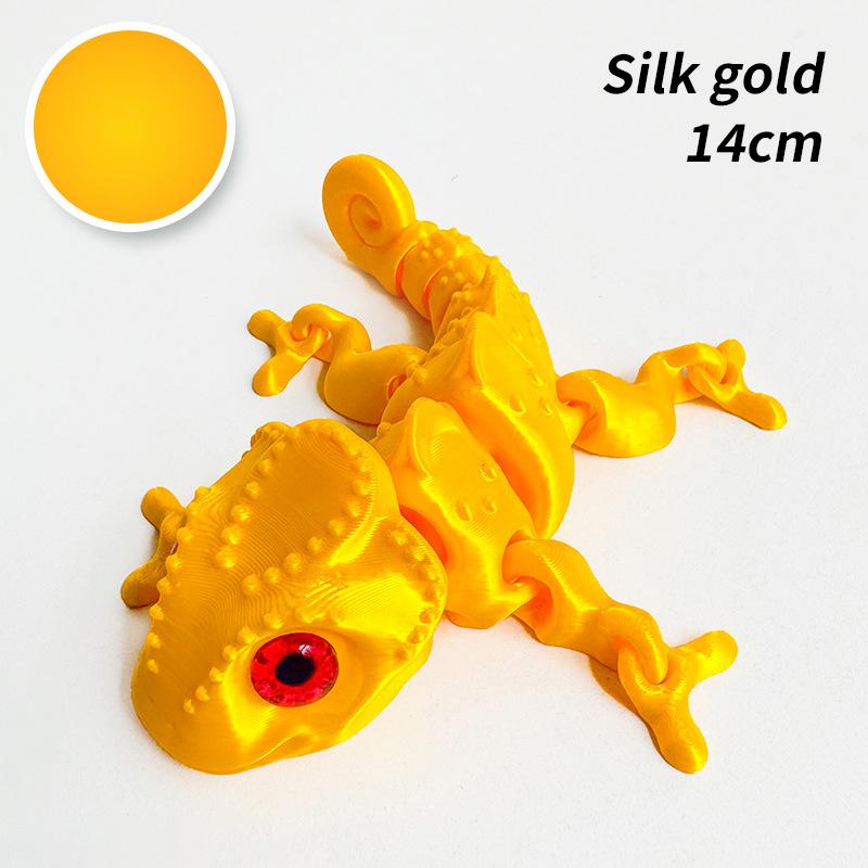 10/14CM 3D Printed Chameleon Figurine Joint Movable Chameleon Model with Simulation Eyes Gradient Color Chameleon Toy Gifts Kids