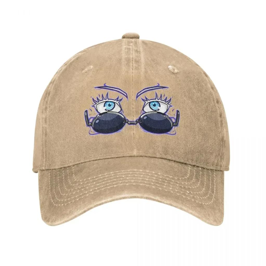 Vintage Jujutsu Gojo Eyes Kaisen Baseball Cap Unisex Style Distressed Denim Washed Snapback Hat Comic Anime Outdoor Hats Cap