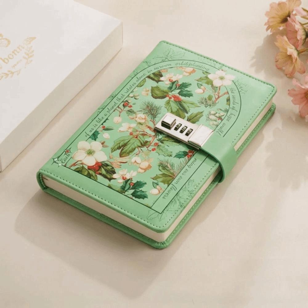 

Stylish Delicate Password Lock Notebook Secure Lock Design Creative Diary A5 Notebook Personal Use зелёный