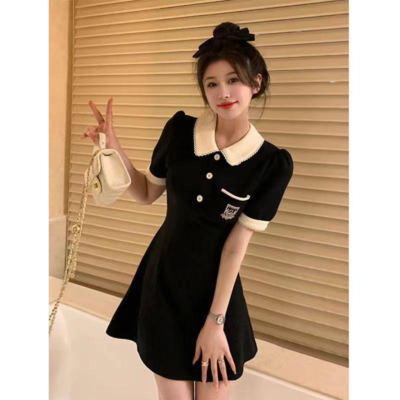 

Women s Slimming A-line Hepburn Style Summer Polo Dress M чорний