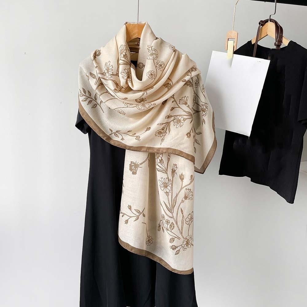 Bird Patterned Women Floral Scarf Breathable Sunscreen Headscarf Thin Large Shawl  Girls